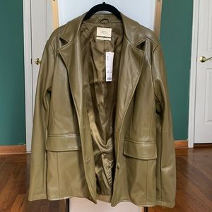 Urban Outfitters oversized leather blazer in Olive - NEW WITH TAGS